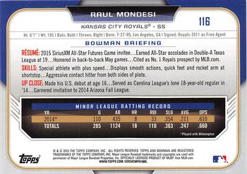 2015 Bowman Draft #116 Raul Mondesi Back