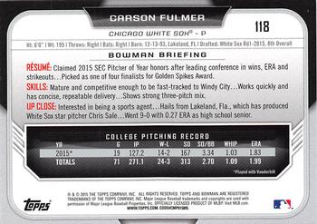 2015 Bowman Draft #118 Carson Fulmer Back