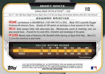 2015 Bowman Draft #119 Mikey White Back