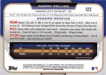 2015 Bowman Draft #122 Roman Collins Back