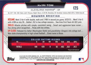 2015 Bowman Draft #125 Ka'Ai Tom Back