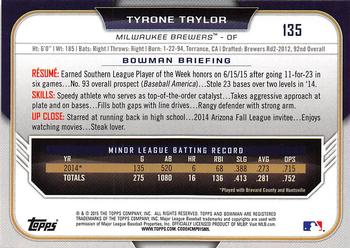 2015 Bowman Draft #135 Tyrone Taylor Back