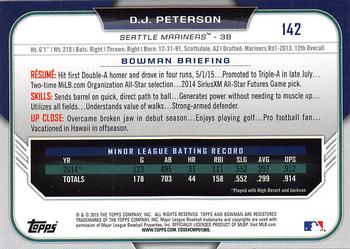 2015 Bowman Draft #142 D.J. Peterson Back