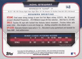2015 Bowman Draft #148 Kohl Stewart Back
