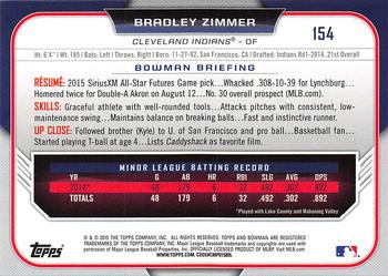 2015 Bowman Draft #154 Bradley Zimmer Back