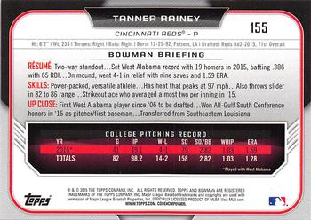 2015 Bowman Draft #155 Tanner Rainey Back