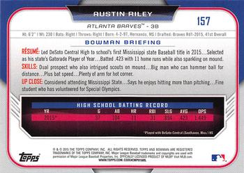 2015 Bowman Draft #157 Austin Riley Back