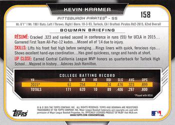 2015 Bowman Draft #158 Kevin Kramer Back