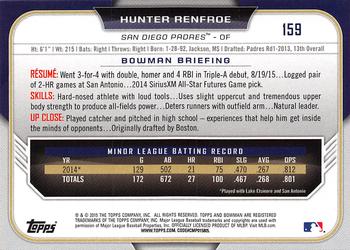 2015 Bowman Draft #159 Hunter Renfroe Back