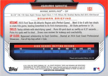 2015 Bowman Draft #161 Isaiah White Back