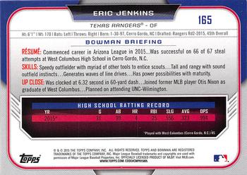 2015 Bowman Draft #165 Eric Jenkins Back