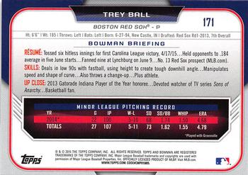2015 Bowman Draft #171 Trey Ball Back