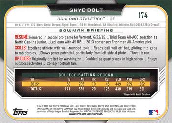 2015 Bowman Draft #174 Skye Bolt Back