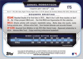 2015 Bowman Draft #175 Daniel Robertson Back