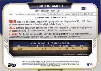 2015 Bowman Draft #180 Austin Smith Back