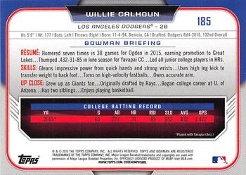 2015 Bowman Draft #185 Willie Calhoun Back