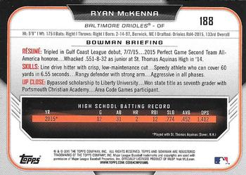 2015 Bowman Draft #188 Ryan McKenna Back