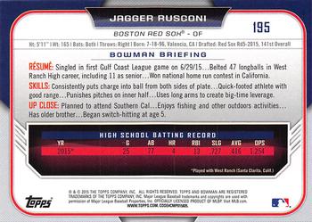 2015 Bowman Draft #195 Jagger Rusconi Back