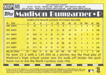 2015 Topps Archives - 1990 Topps #1 Draft Picks #90DPI-MB Madison Bumgarner Back