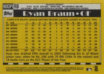 2015 Topps Archives - 1990 Topps #1 Draft Picks #90DPI-RB Ryan Braun Back
