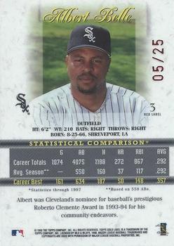 1998 Topps Gold Label - Class 3 Red Label #3 Albert Belle Back