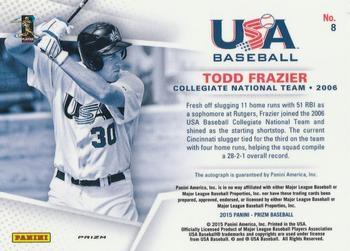 2015 Panini Prizm - USA Baseball Signature Prizms Camo #8 Todd Frazier Back