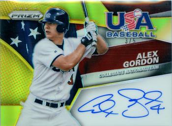 2015 Panini Prizm - USA Baseball Signature Prizms Gold #7 Alex Gordon Front