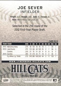 2015 Choice Lynchburg Hillcats #24 Joe Sever Back