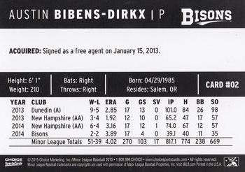 2015 Choice Buffalo Bisons #2 Austin Bibens-Dirkx Back