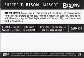 2015 Choice Buffalo Bisons #30 Buster T. Bison Back