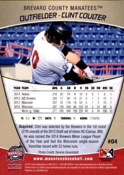 2015 Choice Brevard County Manatees #04 Clint Coulter Back