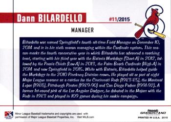 2015 Grandstand Springfield Cardinals #NNO Dann Bilardello Back