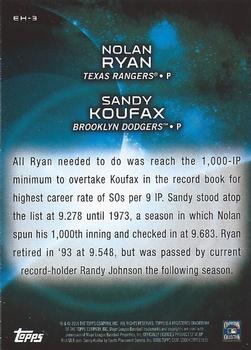 2015 Topps - Eclipsing History #EH-3 Sandy Koufax / Nolan Ryan Back