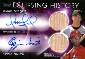 2015 Topps - Eclipsing History Dual Autographs Relics #EHAR-VS Omar Vizquel / Ozzie Smith Front