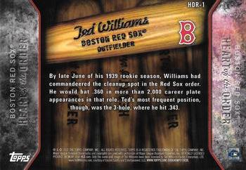 2015 Topps - Heart of the Order #HOR-1 Ted Williams Back