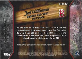 2015 Topps - Heart of the Order Relics #HTOR-TW Ted Williams Back