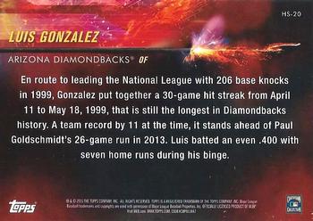 2015 Topps - Hot Streak #HS-20 Luis Gonzalez Back