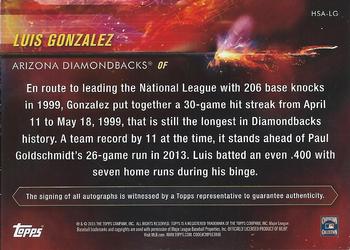 2015 Topps - Hot Streak Autographs #HSA-LG Luis Gonzalez Back