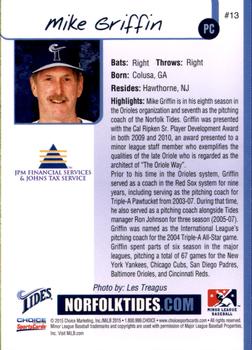 2015 Choice Norfolk Tides #13 Mike Griffin Back