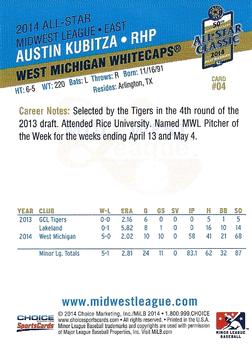 2014 Choice Midwest League All-Star #04 Austin Kubitza Back