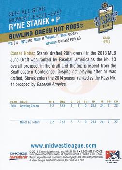 2014 Choice Midwest League All-Star #10 Ryne Stanek Back