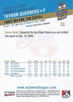 2014 Choice Midwest League All-Star #16 Tayron Guerrero Back