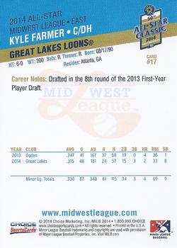 2014 Choice Midwest League All-Star #17 Kyle Farmer Back