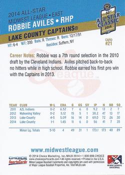 2014 Choice Midwest League All-Star #21 Robbie Aviles Back