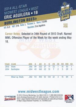 2014 Choice Midwest League All-Star #36 Eric Aguilera Back