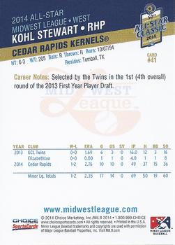 2014 Choice Midwest League All-Star #41 Kohl Stewart Back