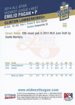 2014 Choice Midwest League All-Star #45 Emilio Pagan Back
