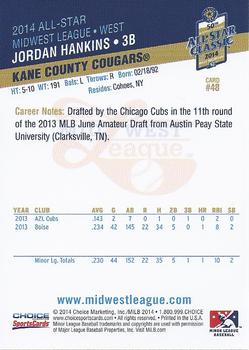 2014 Choice Midwest League All-Star #48 Jordan Hankins Back