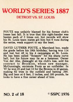 1976 SSPC 1887 World Series #2 Dave Foutz Back