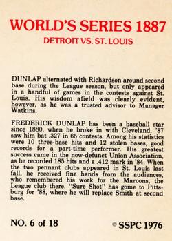 1976 SSPC 1887 World Series #6 Fred Dunlap Back